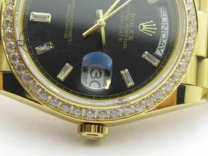 0106 Day Date 40mm YG BP Maker Best Edition Black Dial Diamond Bezel On YG Bracelet A Soft 3681